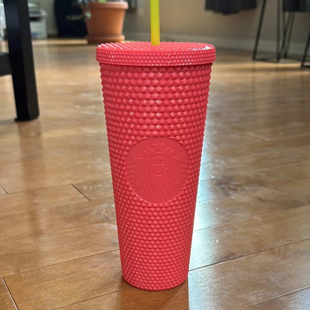 NWT Starbucks Diamond Stuffed Pink Tumbler with Straw